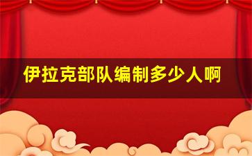 伊拉克部队编制多少人啊