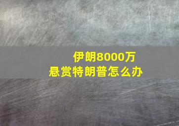 伊朗8000万悬赏特朗普怎么办