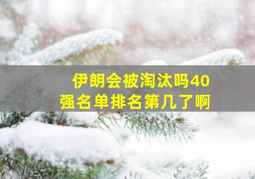 伊朗会被淘汰吗40强名单排名第几了啊