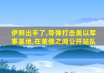 伊朗出手了,导弹打击美以军事基地,在美俄之间公开站队