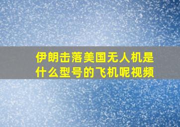 伊朗击落美国无人机是什么型号的飞机呢视频