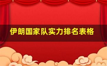 伊朗国家队实力排名表格