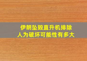 伊朗坠毁直升机排除人为破坏可能性有多大