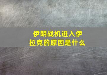 伊朗战机进入伊拉克的原因是什么