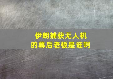 伊朗捕获无人机的幕后老板是谁啊