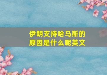 伊朗支持哈马斯的原因是什么呢英文