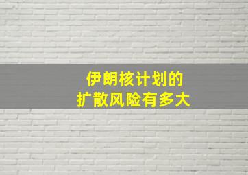 伊朗核计划的扩散风险有多大