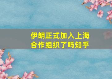 伊朗正式加入上海合作组织了吗知乎