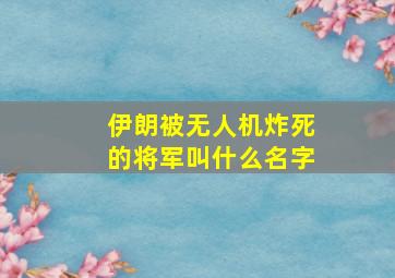 伊朗被无人机炸死的将军叫什么名字