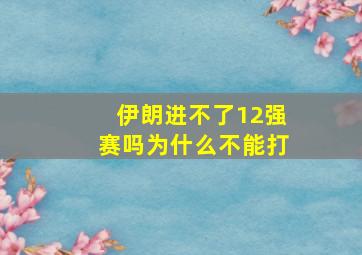 伊朗进不了12强赛吗为什么不能打