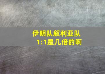 伊朗队叙利亚队1:1是几倍的啊