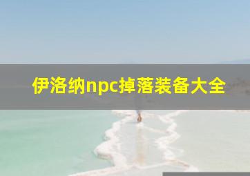 伊洛纳npc掉落装备大全