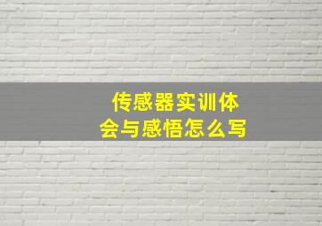 传感器实训体会与感悟怎么写