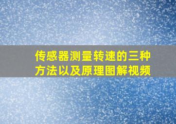 传感器测量转速的三种方法以及原理图解视频