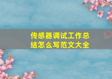 传感器调试工作总结怎么写范文大全