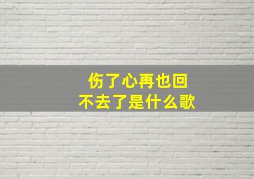 伤了心再也回不去了是什么歌