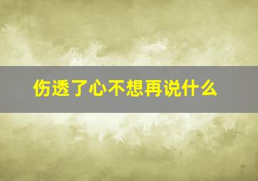 伤透了心不想再说什么