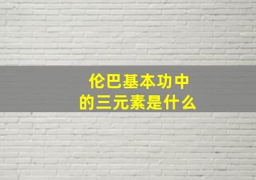 伦巴基本功中的三元素是什么