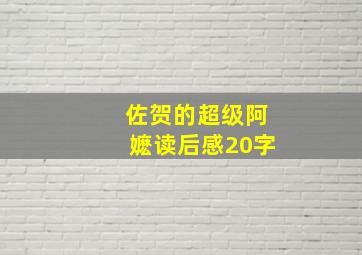 佐贺的超级阿嬷读后感20字