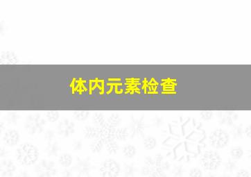 体内元素检查