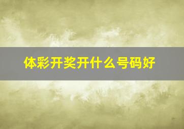 体彩开奖开什么号码好