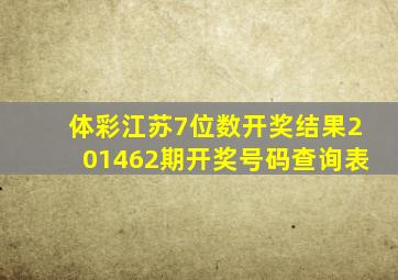 体彩江苏7位数开奖结果201462期开奖号码查询表