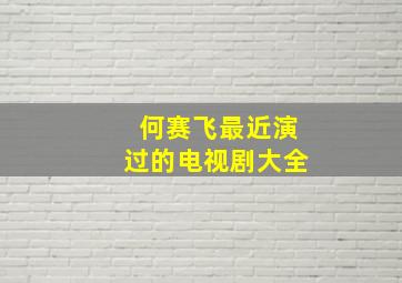 何赛飞最近演过的电视剧大全