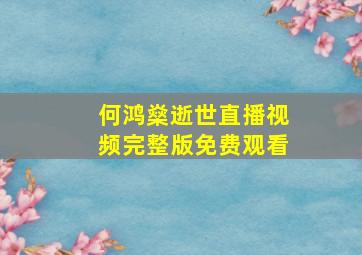 何鸿燊逝世直播视频完整版免费观看