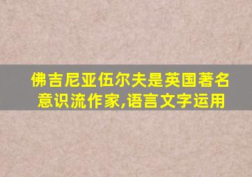 佛吉尼亚伍尔夫是英国著名意识流作家,语言文字运用