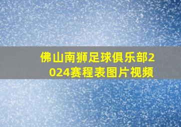 佛山南狮足球俱乐部2024赛程表图片视频