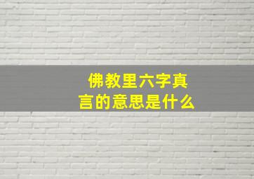 佛教里六字真言的意思是什么