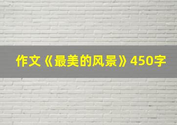 作文《最美的风景》450字