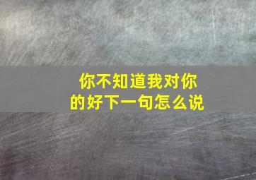 你不知道我对你的好下一句怎么说