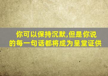 你可以保持沉默,但是你说的每一句话都将成为呈堂证供