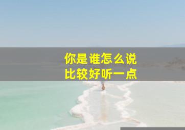 你是谁怎么说比较好听一点