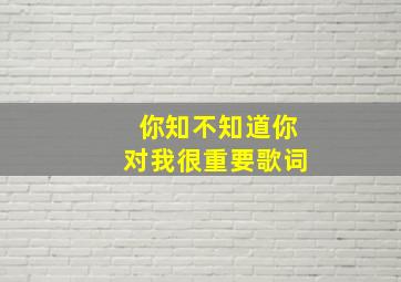 你知不知道你对我很重要歌词