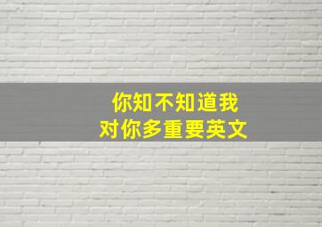 你知不知道我对你多重要英文