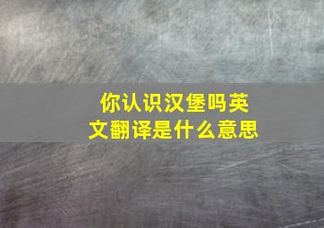 你认识汉堡吗英文翻译是什么意思