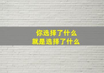 你选择了什么就是选择了什么