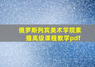 俄罗斯列宾美术学院素描高级课程教学pdf