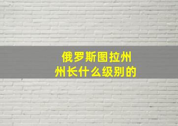 俄罗斯图拉州州长什么级别的