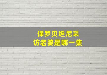 保罗贝坦尼采访老婆是哪一集