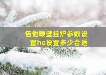 倍他暖壁挂炉参数设置he设置多少合适