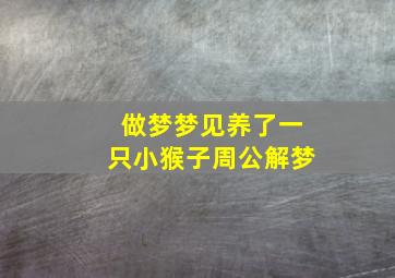 做梦梦见养了一只小猴子周公解梦