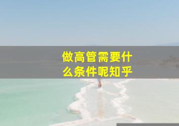 做高管需要什么条件呢知乎