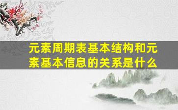 元素周期表基本结构和元素基本信息的关系是什么