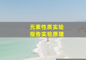 元素性质实验报告实验原理