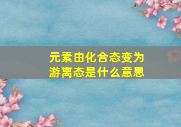 元素由化合态变为游离态是什么意思