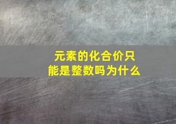 元素的化合价只能是整数吗为什么