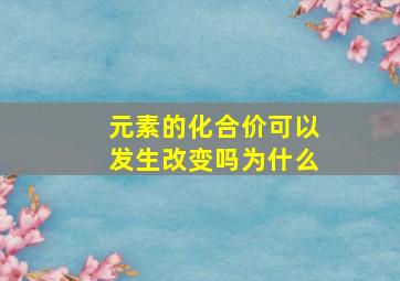 元素的化合价可以发生改变吗为什么